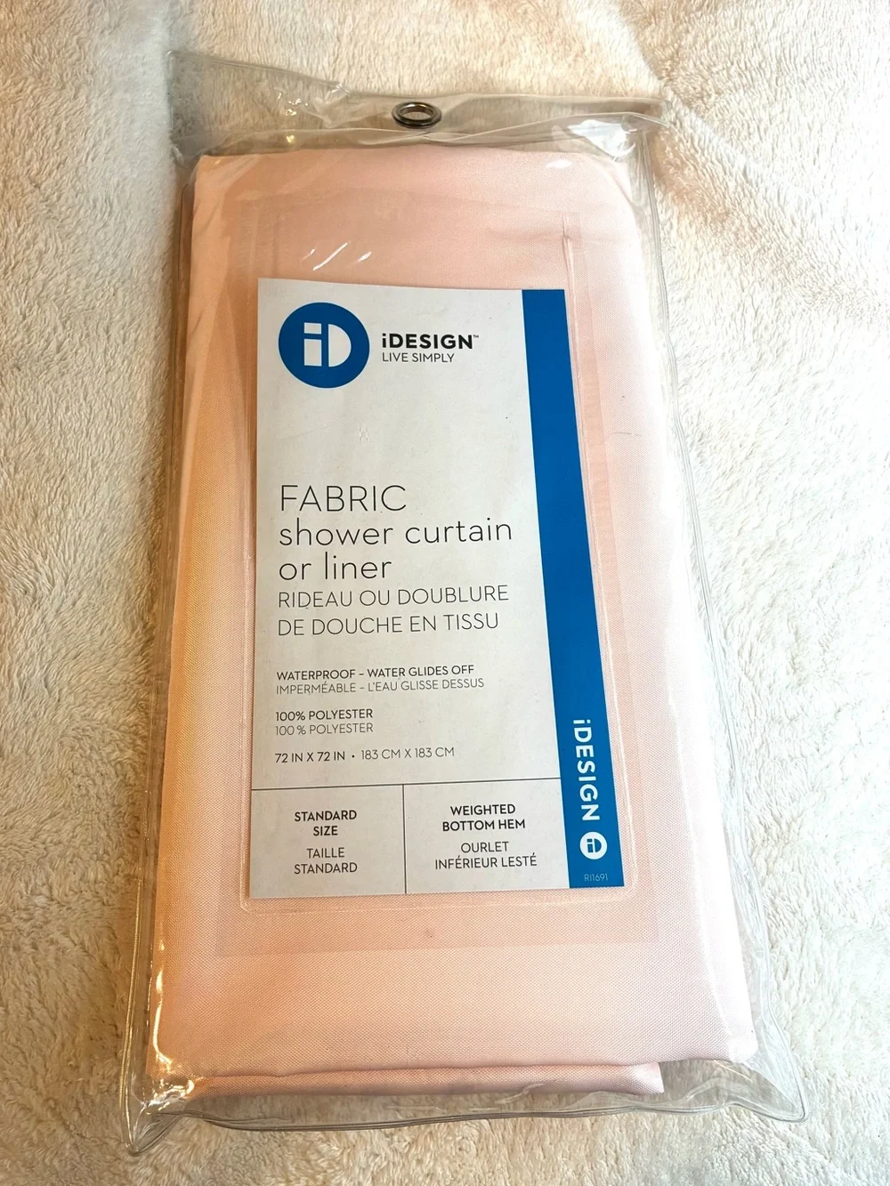 iDesign Pink Fabric Shower Curtain or Liner